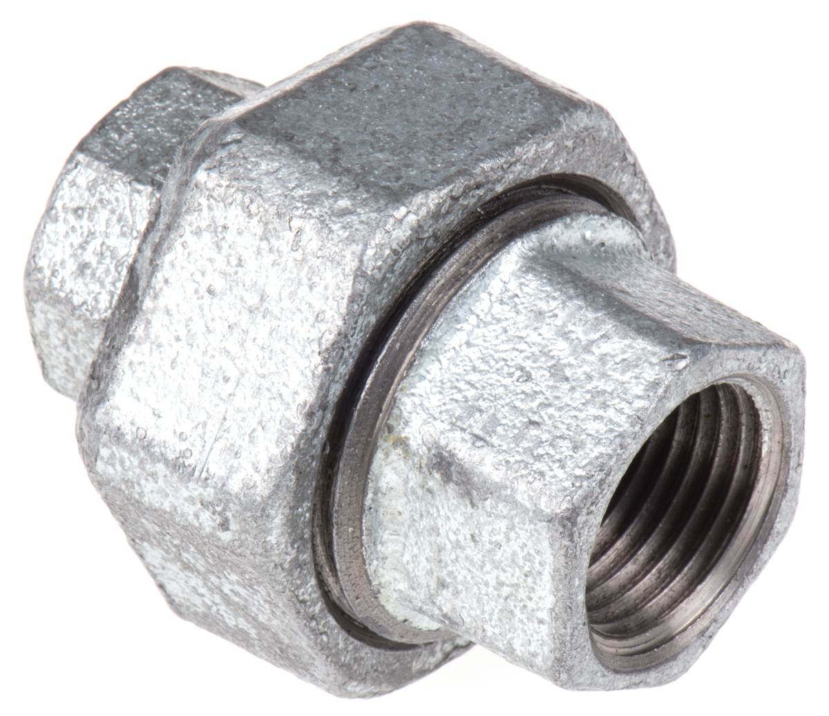 Georg Fischer Galvanised Malleable Iron Fitting Taper Seat Union, Female BSPP 1/2in to Female BSPP 1/2in
