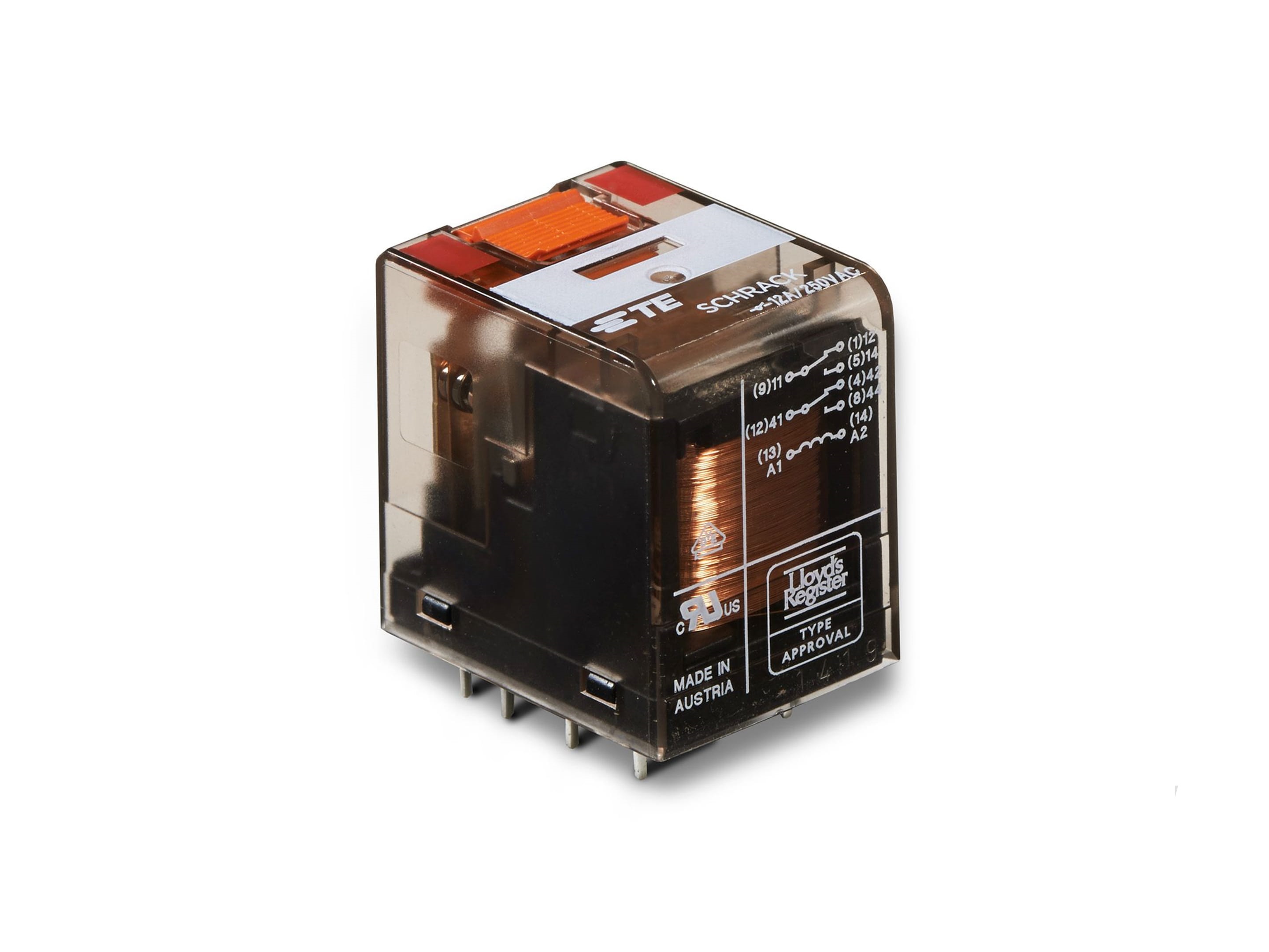 TE Connectivity PCB Mount Power Relay, 230V ac Coil, 12A Switching Current, DPDT