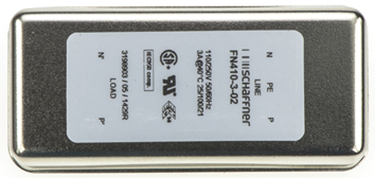 Schaffner, FN410 3A 250 V ac 400Hz, PCB Mount EMC Filter, Pin, Single Phase