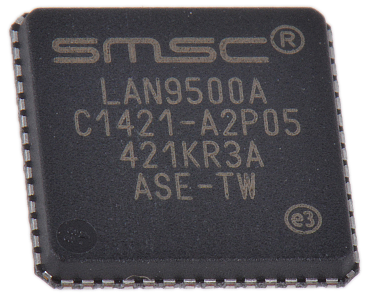 Microchip LAN9500A-ABZJ, Ethernet Controller, 100Mbps MII, USB, 3.3 V, 56-Pin QFN
