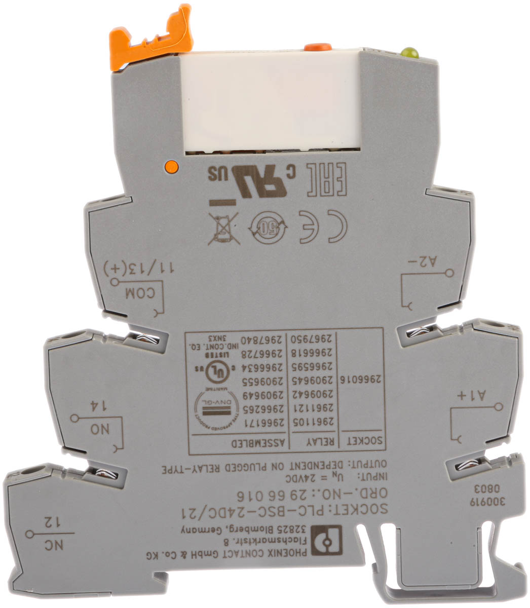 Phoenix Contact PLC-RSC- 24DC/21/MS Series Interface Relay, DIN Rail Mount, 24V dc Coil, SPDT, 1-Pole