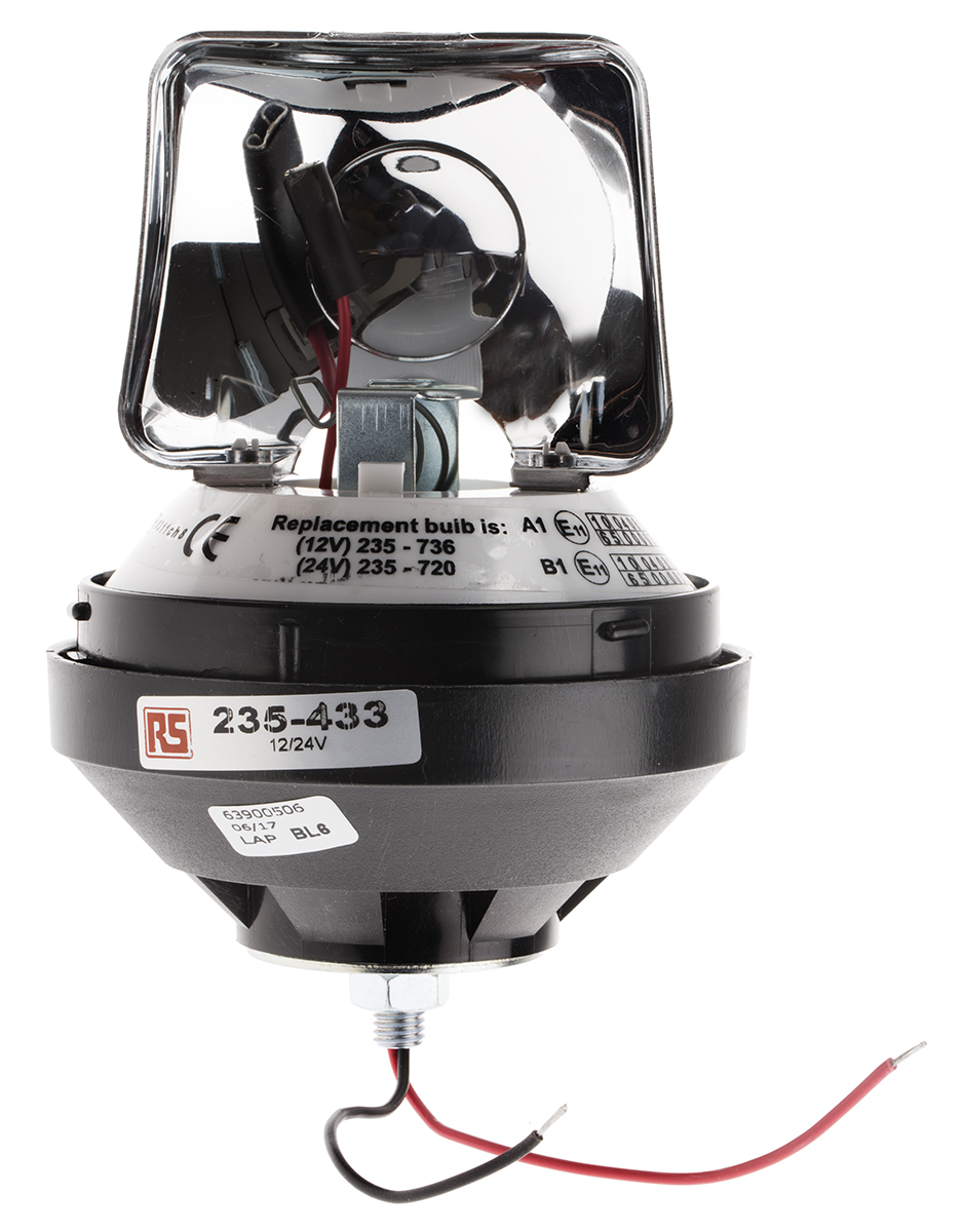 RS PRO Rotating Beacon, 12 V dc, 24 V dc, Surface Mount, Incandescent Bulb, IP56