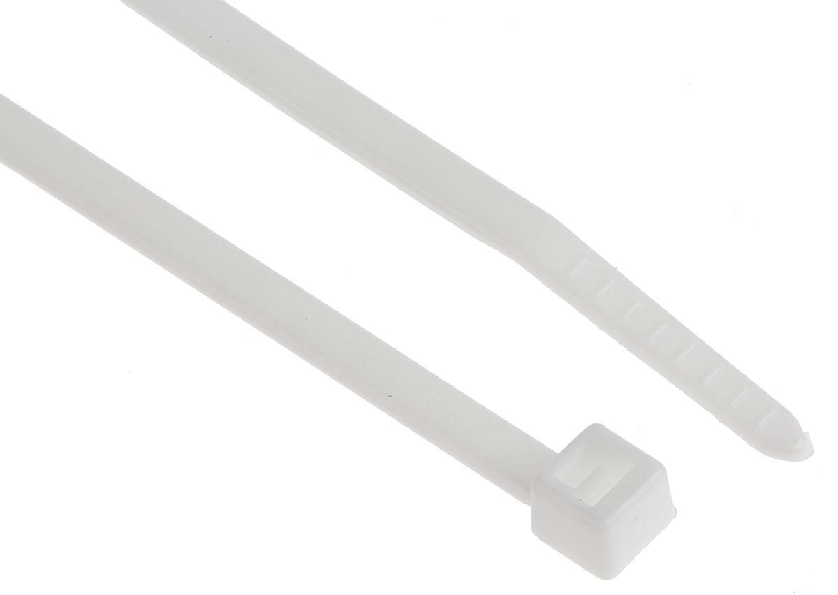 HellermannTyton Cable Tie, 150mm x 3.6 mm, White Polyamide 6.6 (PA66), Pk-100