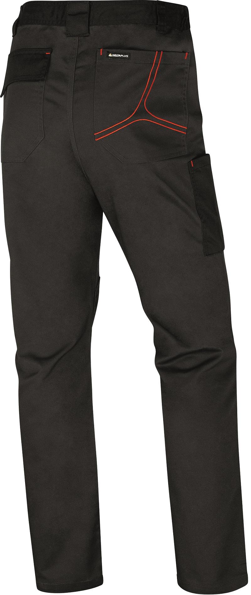 Delta Plus MACH 2 Unisex's Red, Grey Twill, 63% Polyester, 3% Elastane, 34% Cotton, Size L Waist Size 32 to 35 in W