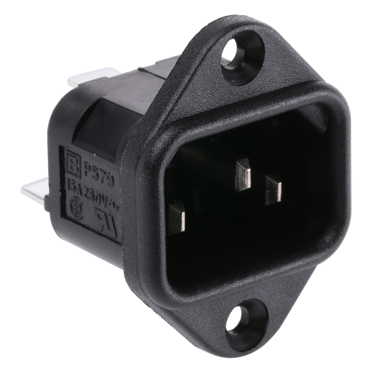 Bulgin C14 Flange Mount IEC Connector Male, 10A, 250 V