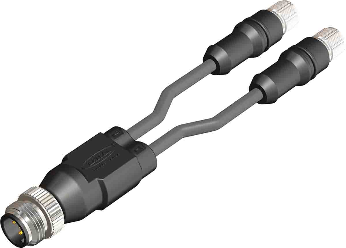 RS PRO Male 4 way M8 to Female 3 way M8 Sensor Actuator Cable, 1 m