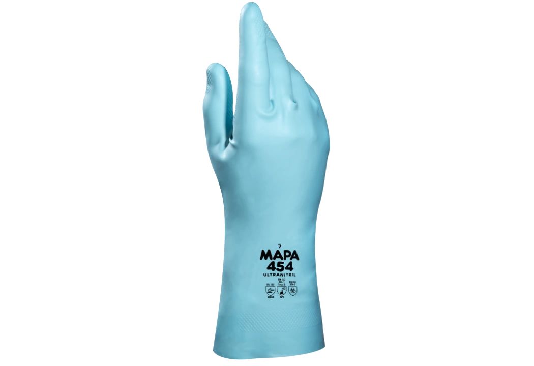 Mapa Light Blue Nitrile Work Gloves, Size 10