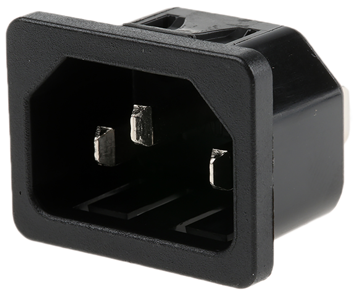Schurter C14 Snap-In IEC Connector Male, 10A, 250 V