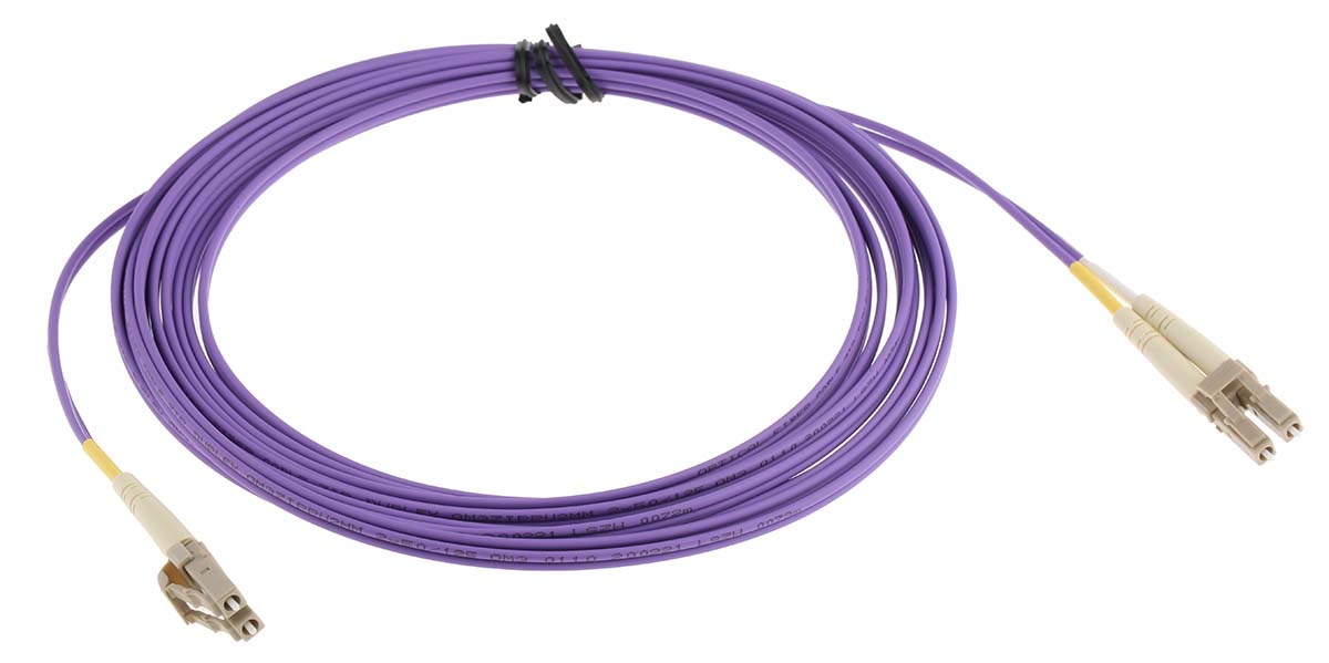 RS PRO LC to LC Duplex Multi Mode OM3 Fibre Optic Cable, 50/125μm, Purple, 5m