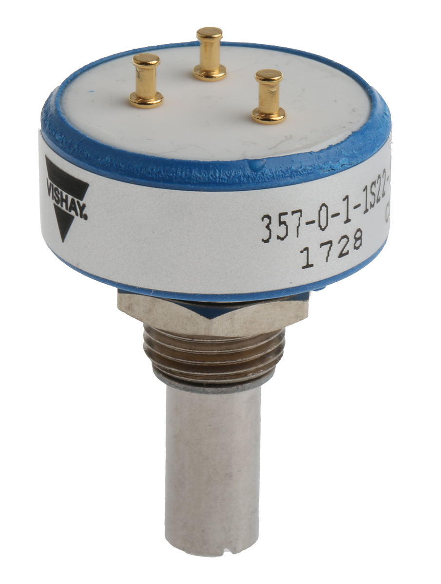 Vishay 357 5kΩ Rotary Potentiometer Continuous-Turns 1-Gang Panel Mount, 357B0502MAB251S22