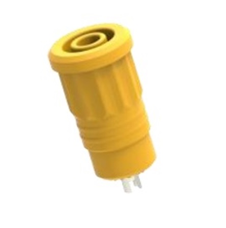 Electro PJP Yellow Female Banana Socket, 4 mm Connector, Press Fit Termination, 25A, 1kV, Nickel Plating