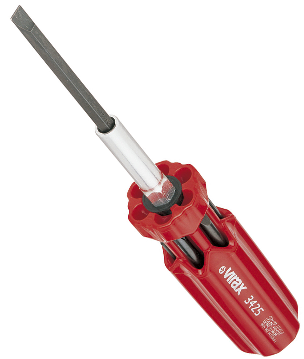 Virax Phillips, Pozidriv Bit Holder Screwdriver, 0.8 x 5 mm, 1 x 7 mm, 2.5 x 8 mm, PH1 mm, PH2 mm, PZ1 mm, PZ2 mm Tip,