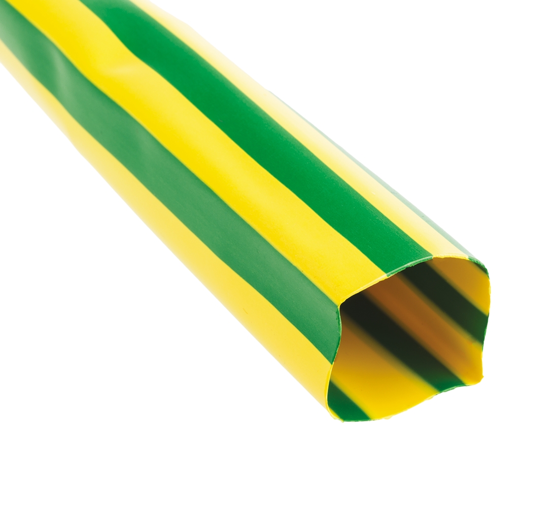 TE Connectivity Heat Shrink Tubing, Green/Yellow 26mm Sleeve Dia. x 1.5m Length 2:1 Ratio, DCPT Series