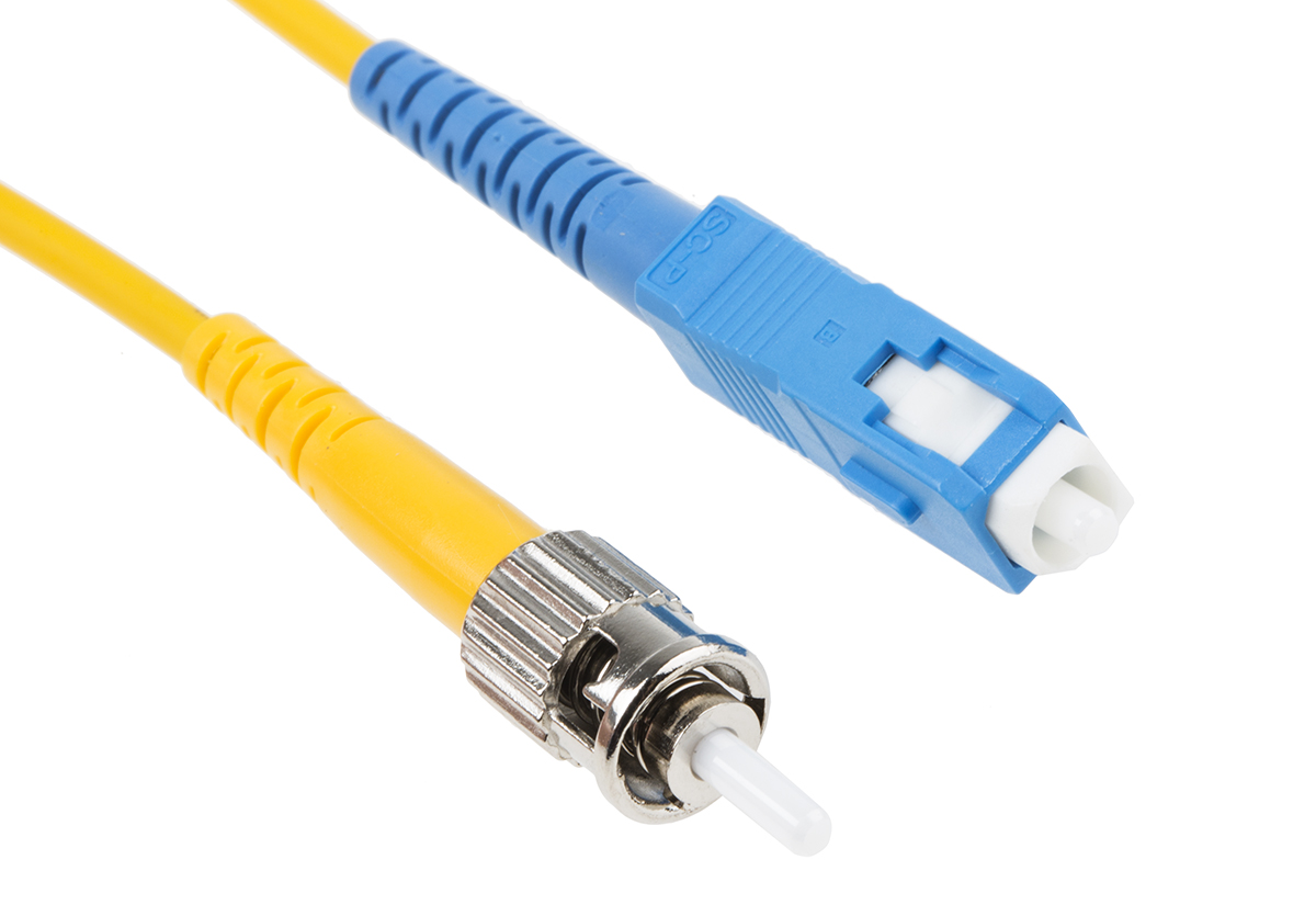RS PRO SC to ST Duplex Single Mode OS1 Fibre Optic Cable, 9/125μm, Yellow, 2m