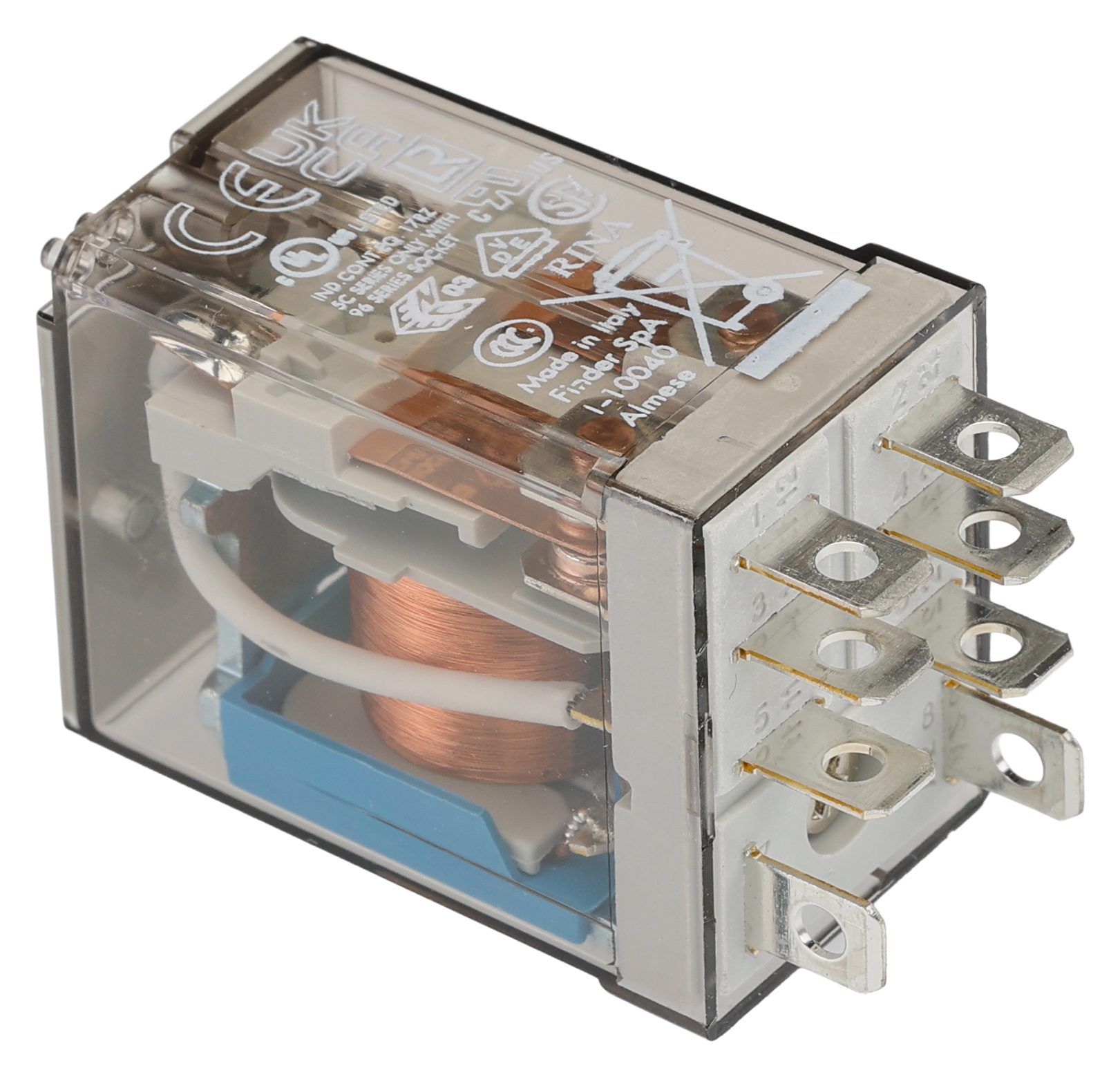 Finder Flange Mount Power Relay, 24V dc Coil, 12A Switching Current, DPDT