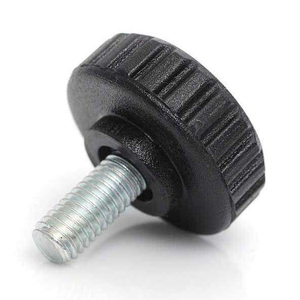 RS PRO Black Thermoplastic Thumbscrew Clamping Knob, M5 x 10, Threaded Mount