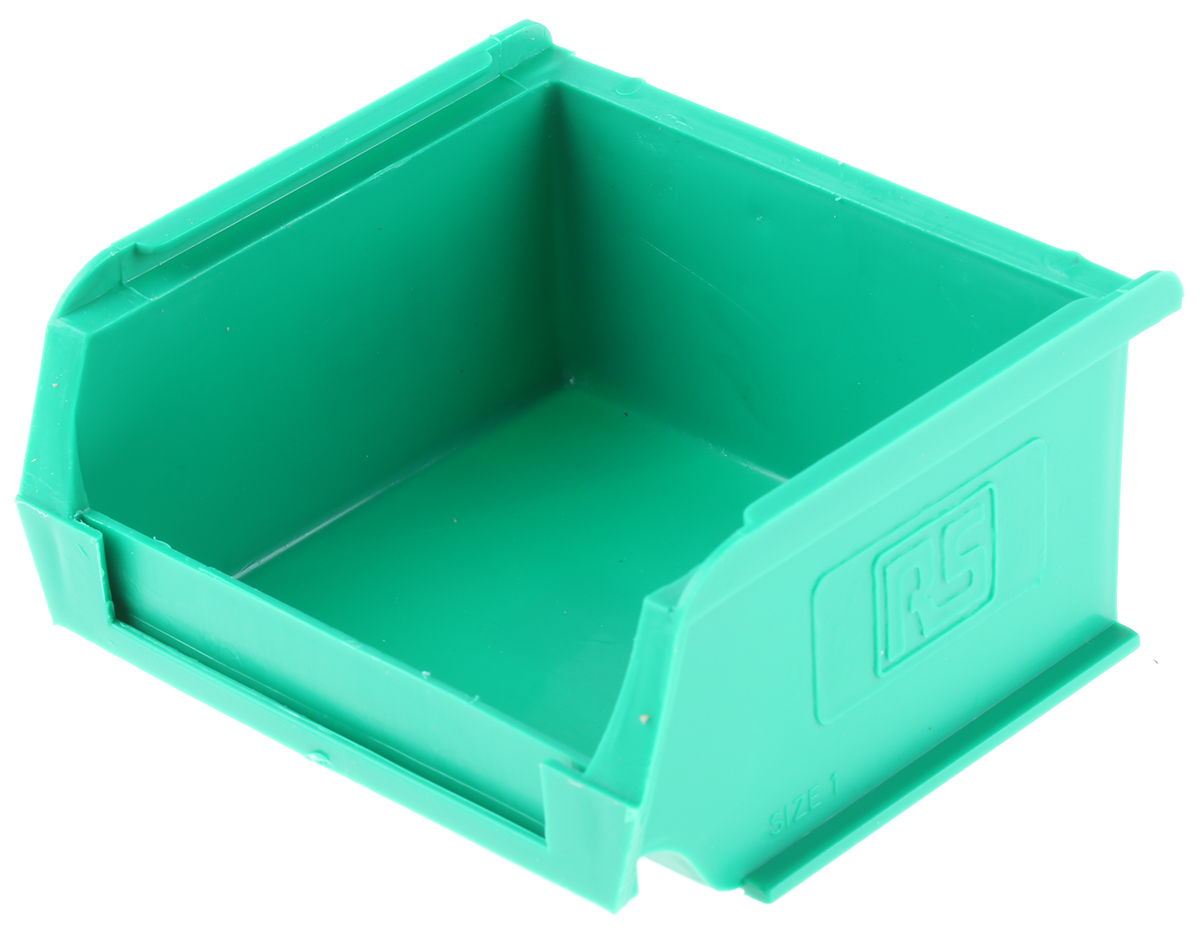 RS PRO PP Storage Bin, 90mm x 100mm x 50mm, Green