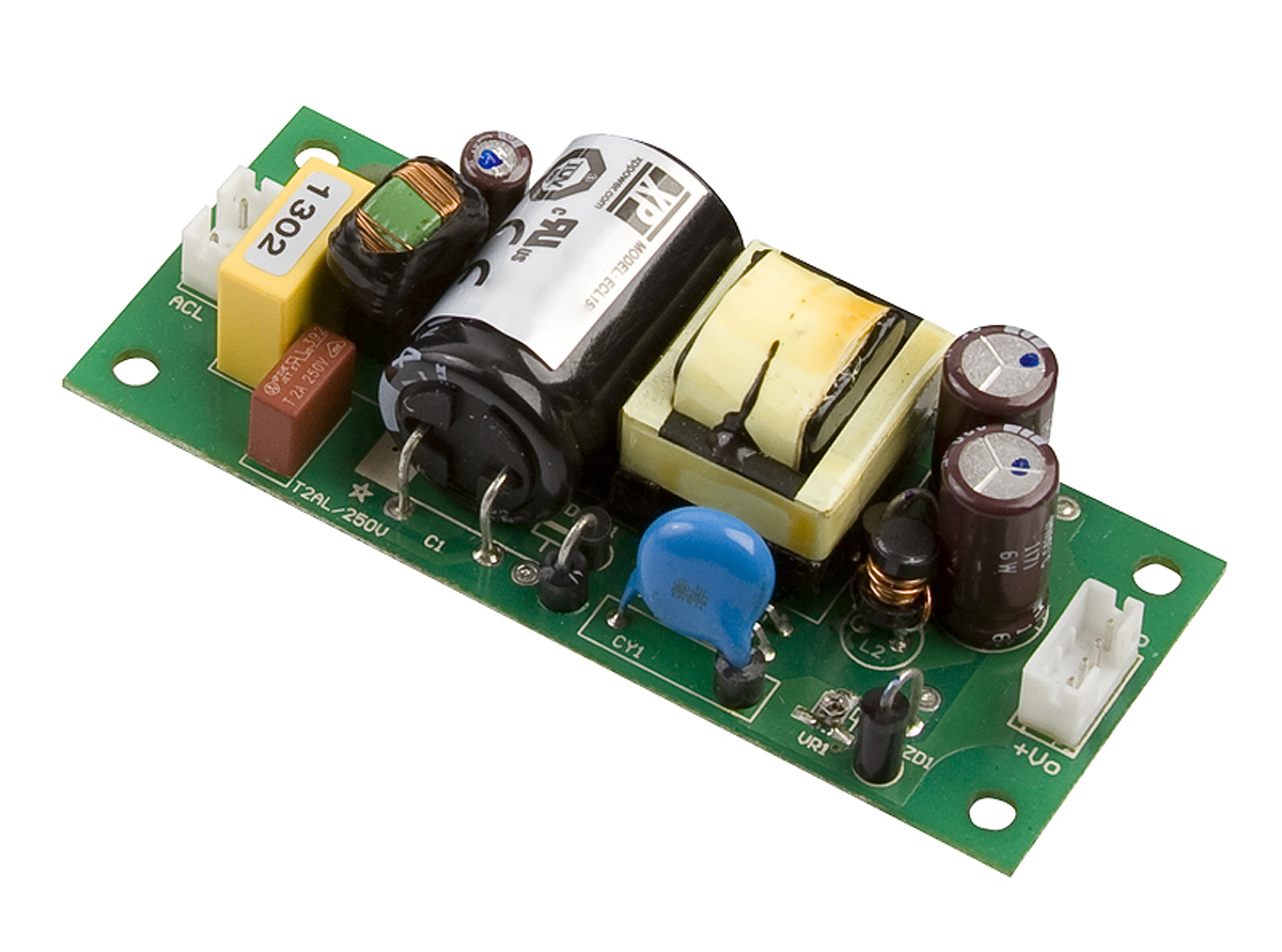 XP Power Switching Power Supply, ECL15UT03-T, 5 V dc, ±15 V dc, 2 A, 150 mA, 15W, Triple Output, 120 → 370 V dc,