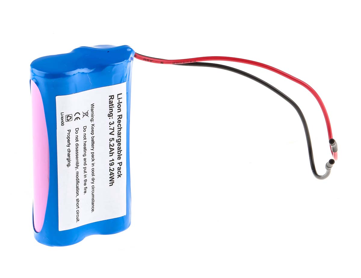 RS PRO 3.7V Lithium-Ion Rechargeable Battery Pack, 5.2Ah - Pack of 1