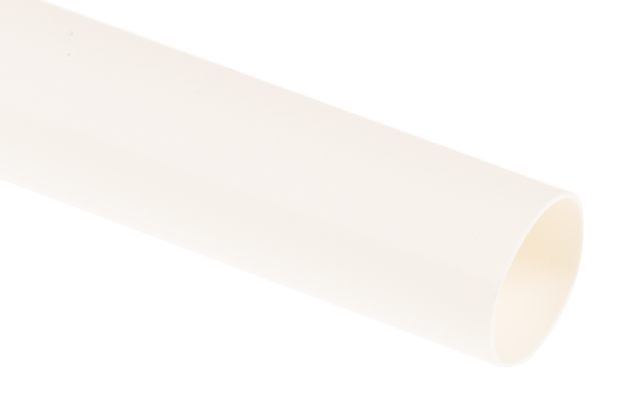 RS PRO Heat Shrink Tubing, White 9.5mm Sleeve Dia. x 1.2m Length 2:1 Ratio