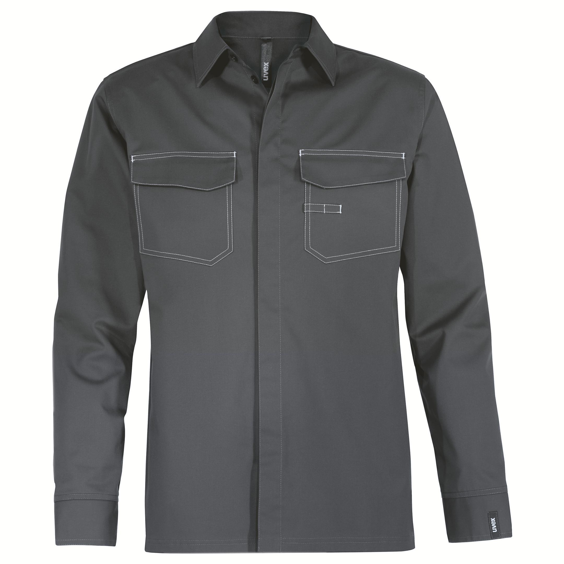 uvex suXXeed GreenCycle Grey Cotton, Elastane, Polyester Work Shirt, UK L, EU L