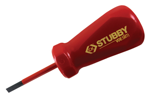 CK Slotted Insulated Stubby Screwdriver, 5.5 mm Tip, 46 mm Blade, VDE/1000V, 106 mm Overall