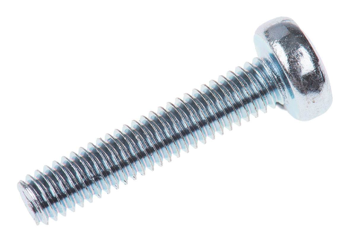 RS PRO Pozi M4 Pan Steel Machine Screws DIN 7985 x 20.0mm