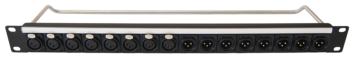 XLR 2 x 8 Port Loaded Rack Patch Panel, 1U Rack Height