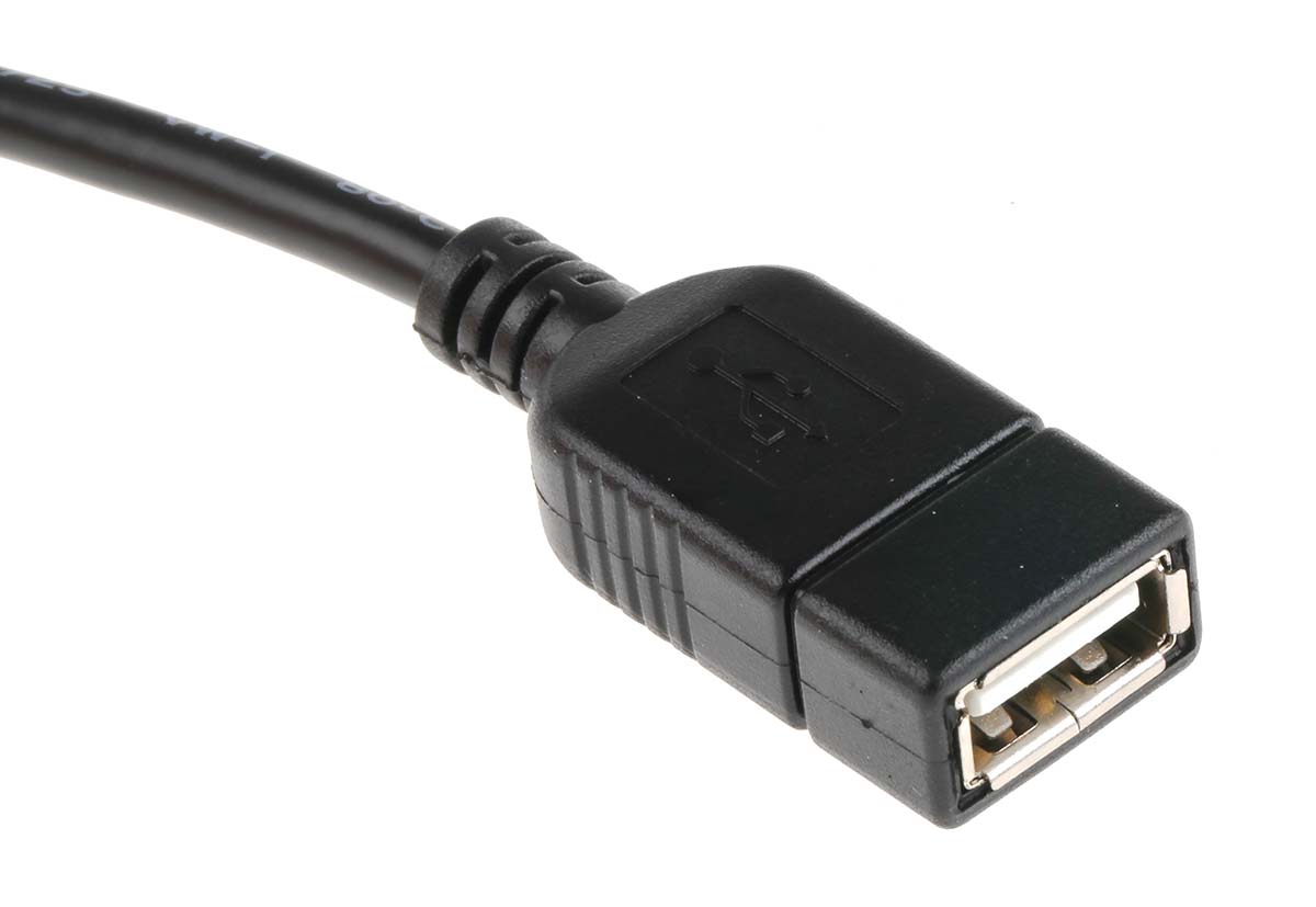 RS PRO USB 2.0, Male USB B to Female USB A, 150mm