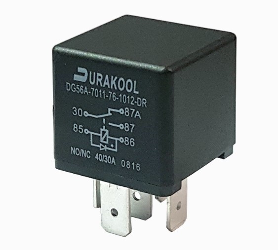 Durakool Plug In Automotive Relay, 12V dc Coil Voltage, 40A Switching Current, SPDT