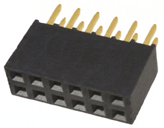 Samtec SSQ Series Straight Through Hole Mount PCB Socket, 12-Contact, 2-Row, 2.54mm Pitch, Solder Termination
