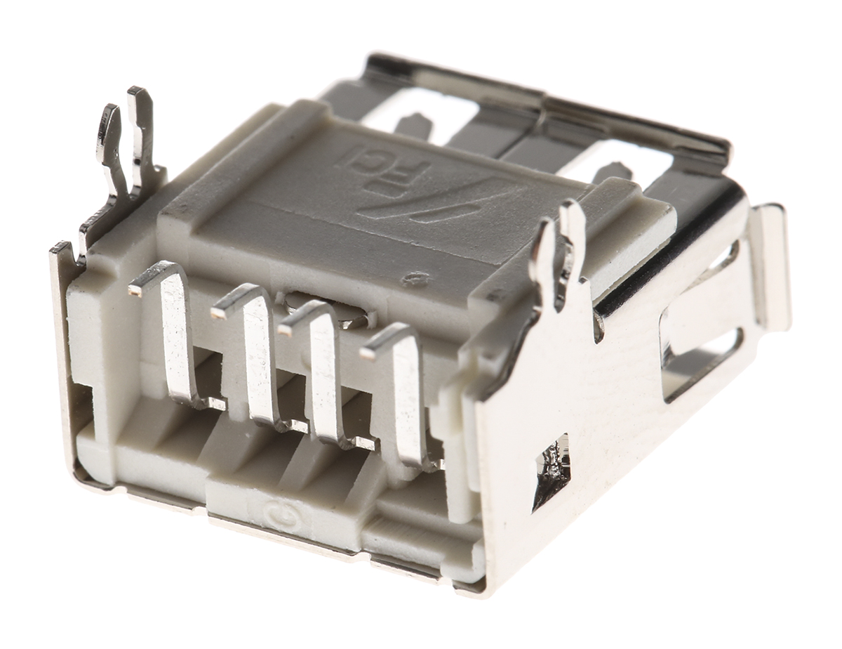 Amphenol Communications Solutions Right Angle, SMT, Socket Type A to B USB Connector