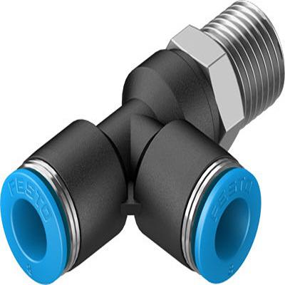 Festo QSTL Series T Fitting, R 1/4 Male to 8 mm, Threaded-to-Tube Connection Style, 153121