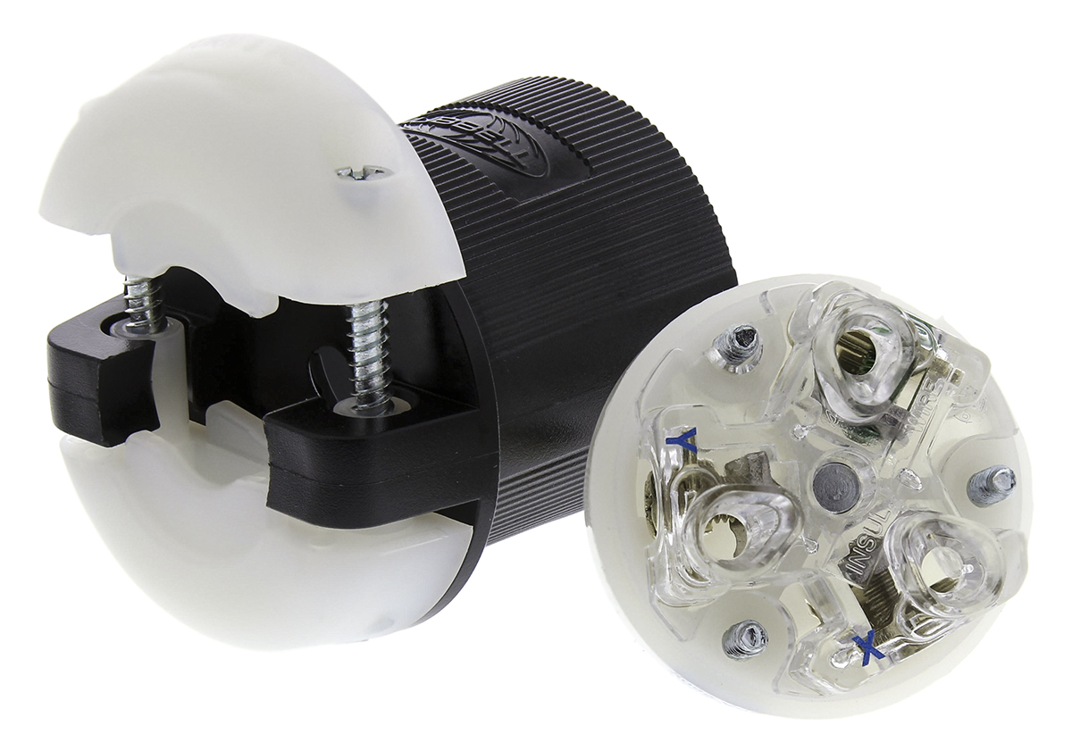 Hubbell USA Mains Plug, 20A Black, Cable Mount Nylon Screw, 250 V
