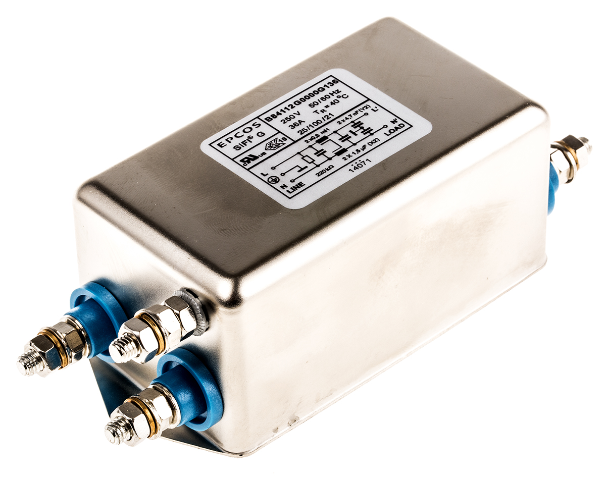EPCOS, B84112G 36A 250 V ac/dc 50 → 60Hz, Chassis Mount EMC Filter, Screw, Single Phase