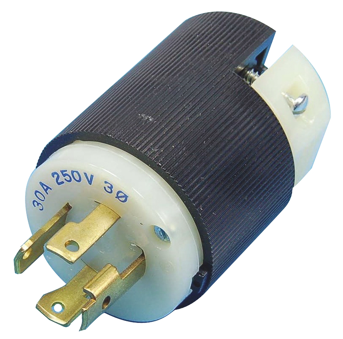 Hubbell USA Mains Plug, 30A Black, White, Cable Mount Nylon Screw, 250 V