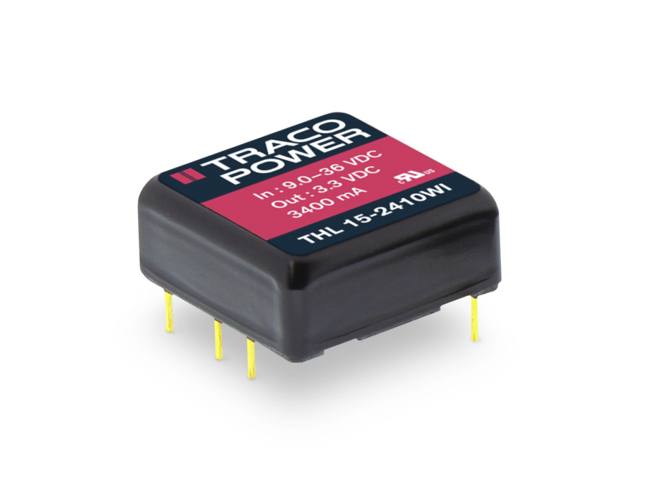 TRACOPOWER THL 15WI DC-DC Converter, 15V dc/ 1A Output, 9 → 36 V dc Input, 15W, Through Hole, +70°C Max Temp