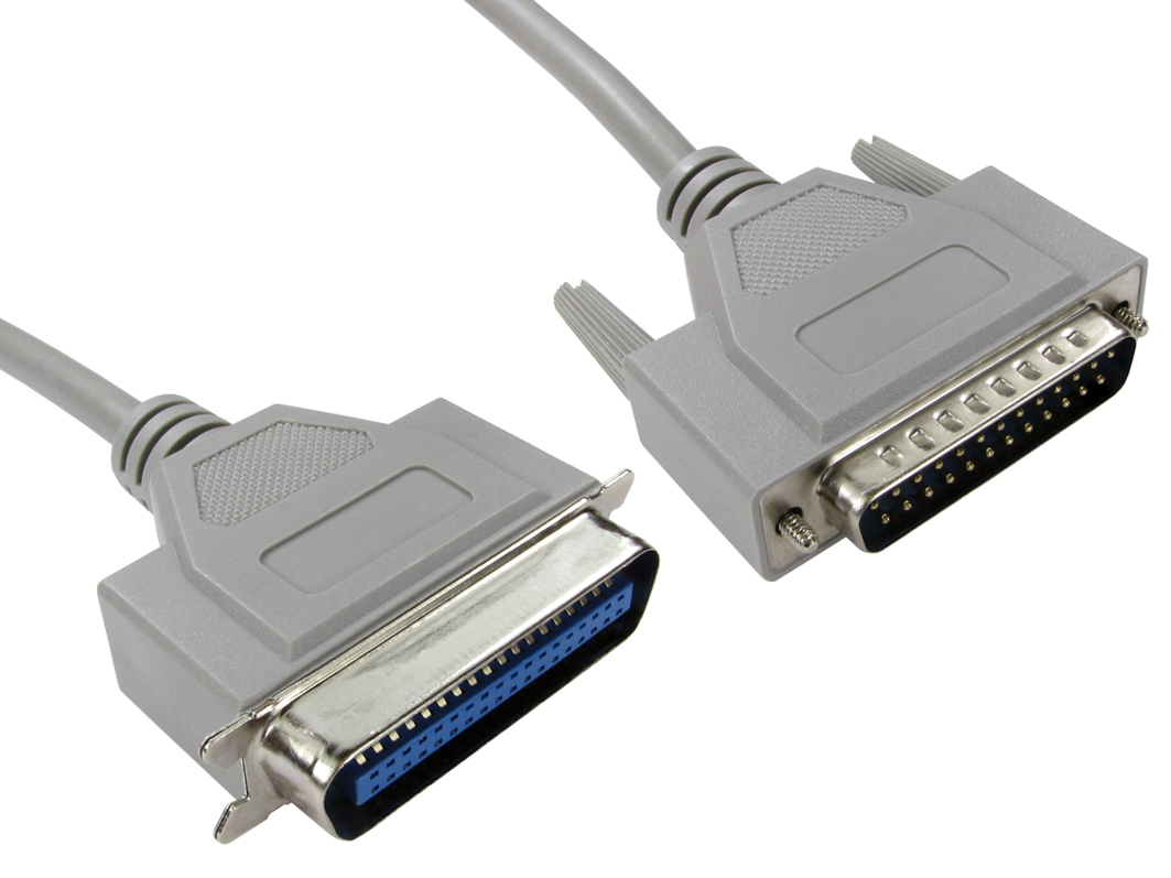 RS PRO Male 25 Pin D-sub to Male Centronics Parallel Cable, 5m, Grey Sheath