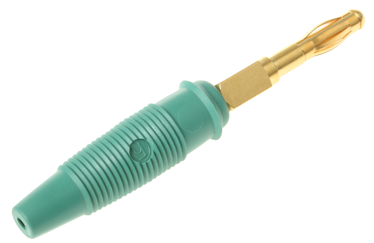 Hirschmann Test & Measurement Green Male Banana Plug, 4 mm Connector, Solder Termination, 32A, Gold Plating