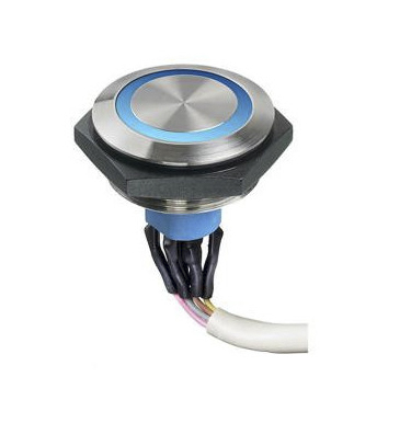 APEM Illuminated Vandal Proof Push Button Switch, Momentary, Panel Mount, 30.2mm Cutout, SPST, White LED, 30V dc, IP67