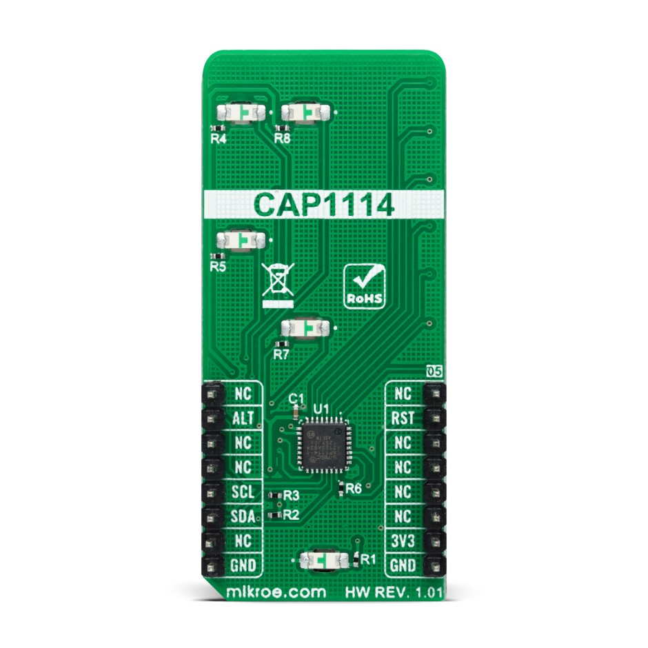 MikroElektronika CapSense 2 Click Capacitive Touch Add On Board for CAP1114 for mikroBUS socket