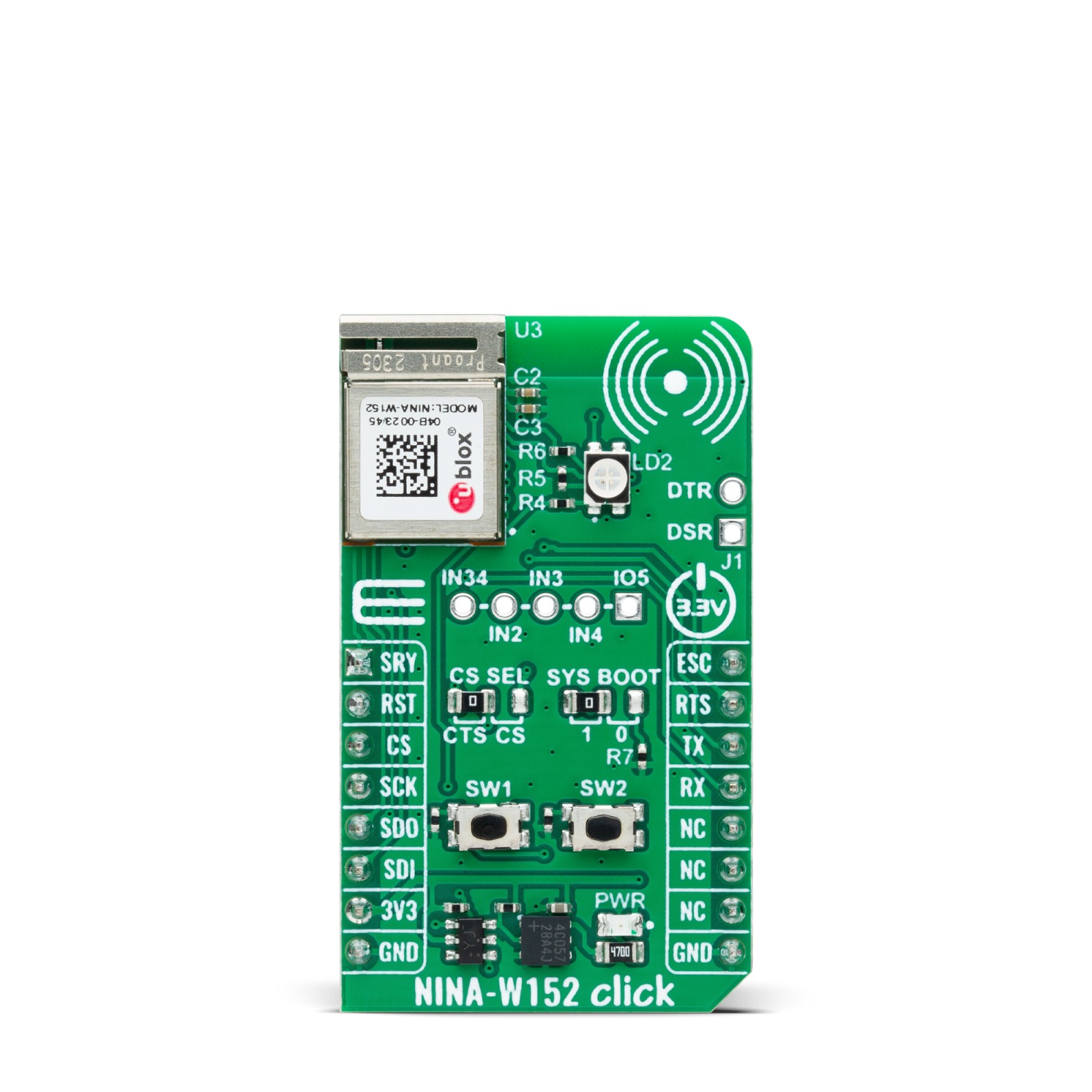 MikroElektronika Professional Grade Multi Radio WiFi or BLE Module From U Blox NINA-W152 Bluetooth, Wi-Fi Communication