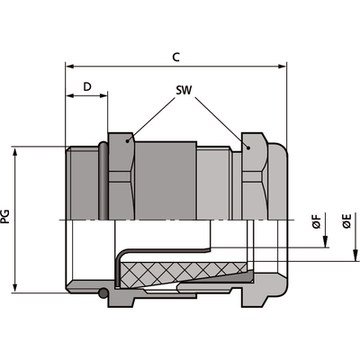 Lapp Silver Brass Cable Gland Locknut, PG13.5 Thread, IP68