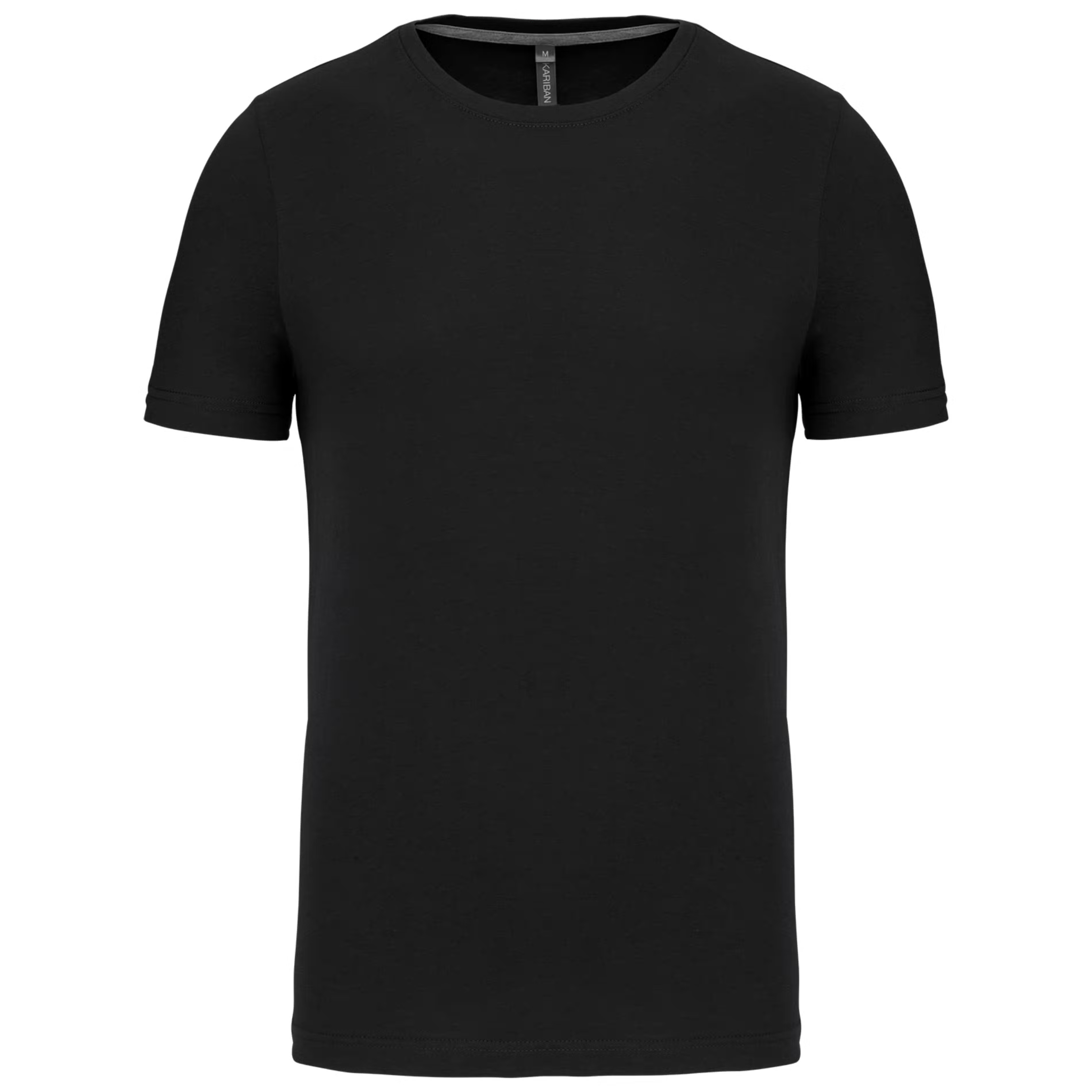 KARIBAN Black 100% Cotton Short Sleeve T-Shirt, UK- L, EUR- L