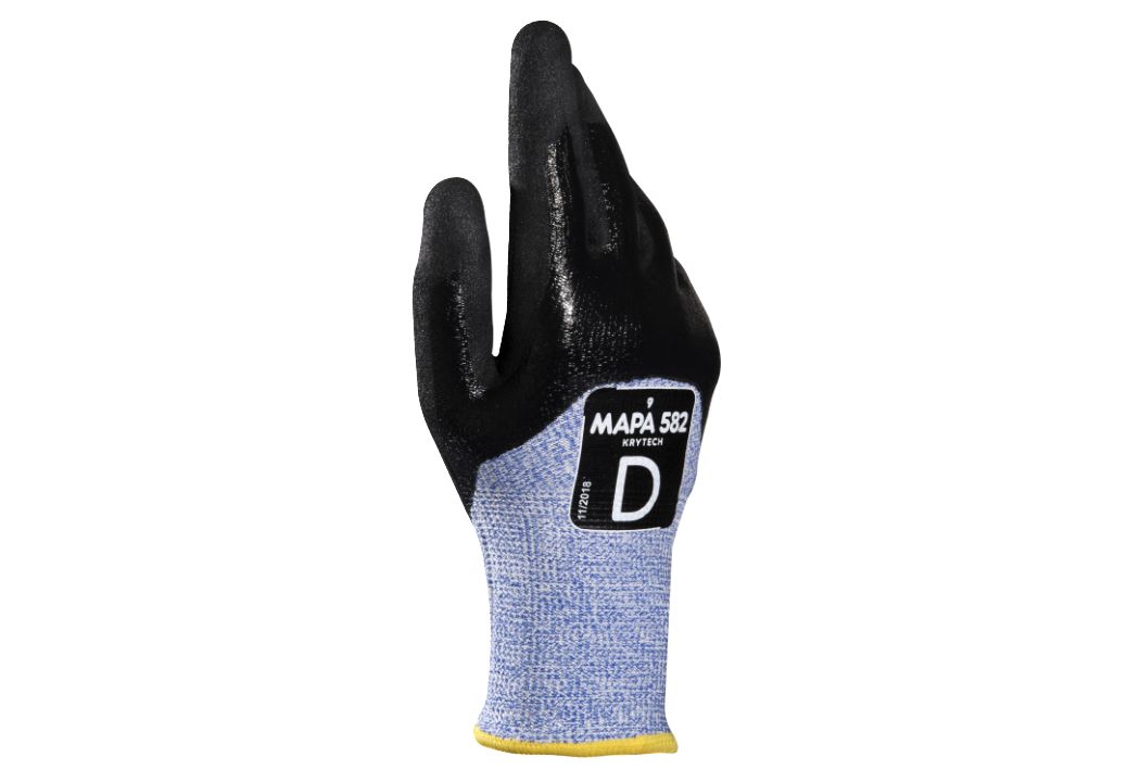 Mapa KRYTECH 582 Black, Blue High Density Polyethylene Nitrile Work Gloves, Size 11
