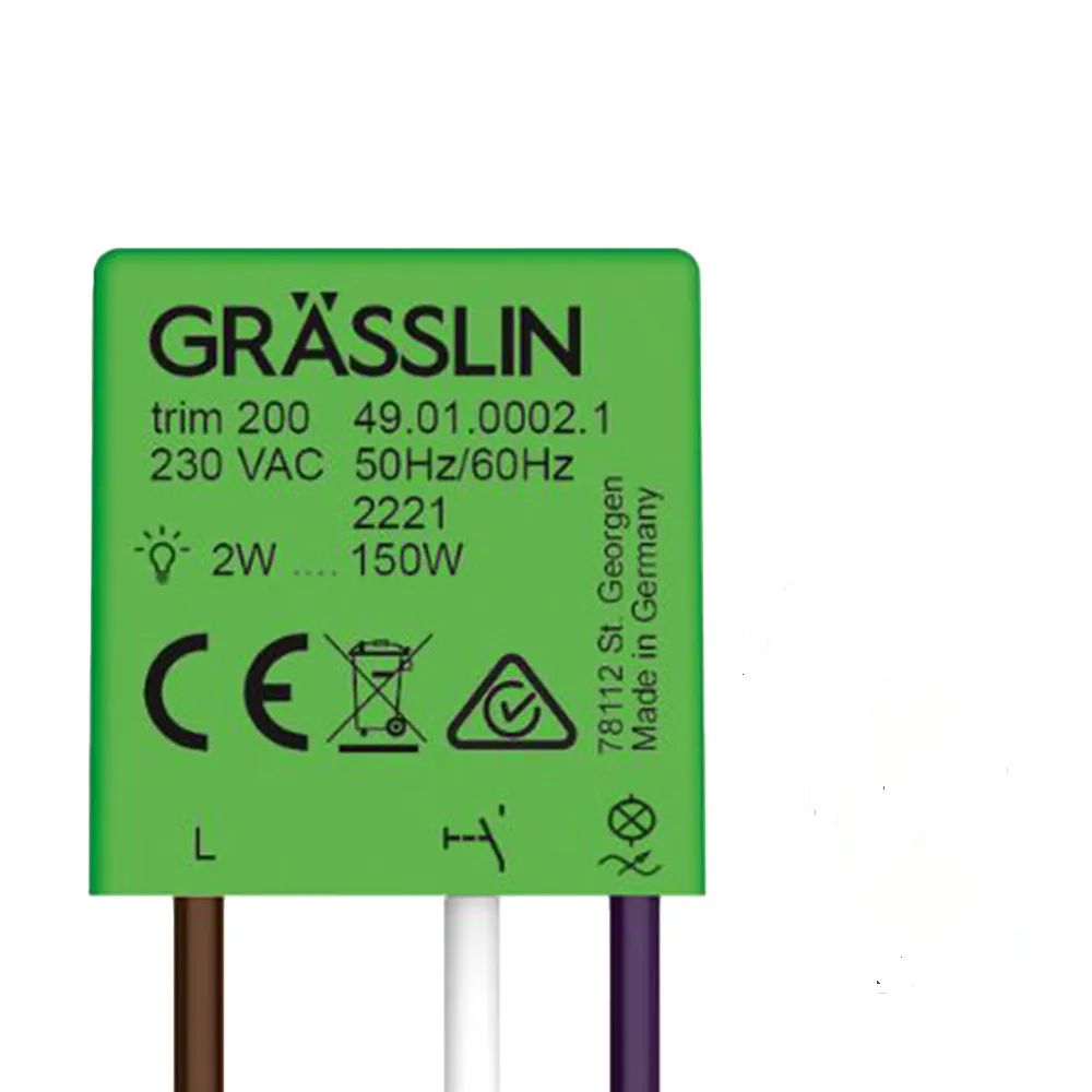 Grasslin 1 Gang Push Button Dimmer Switch, 230V ac, 150W