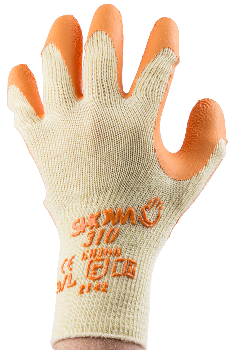 Showa Yellow Polyester Cotton Fibre Work Gloves, Size 9, Latex Coating