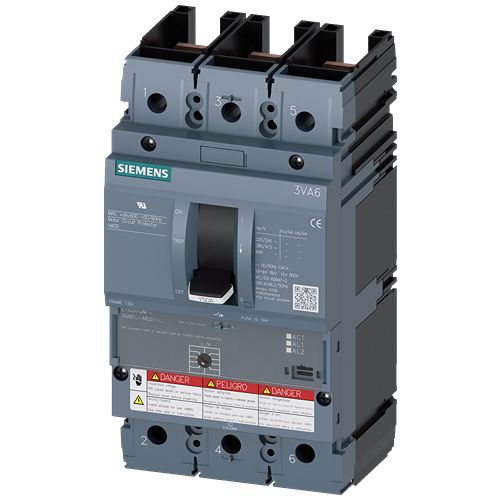 Siemens, SENTRON MCCB Molded Case Circuit Breaker 3P 100A, Breaking Capacity 2.5 kA, Fixed Mount
