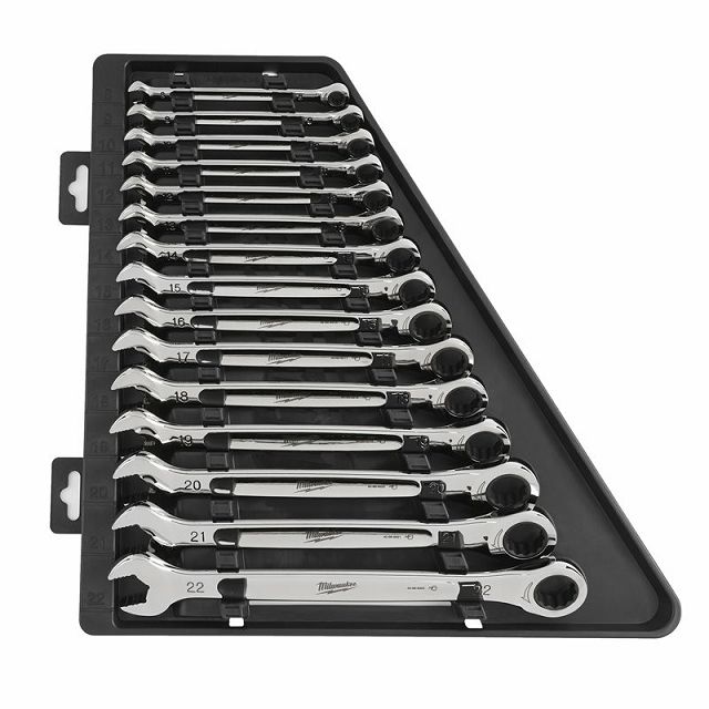 Milwaukee MAX BITE Series 15-Piece Ratchet Spanner Set, 8 mm, 9 mm, 10 mm, 11 mm, 12 mm, 13 mm, 14 mm, 15 mm, 16 mm, 17