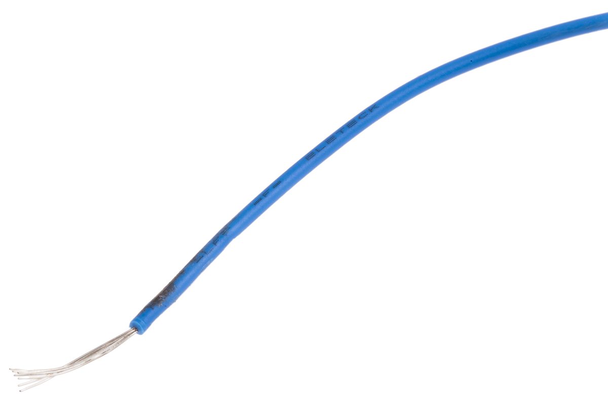 RS PRO Blue 0.13mm² Hook Up Wire, 26 AWG, 7/0.16 mm, 100m, PVC Insulation